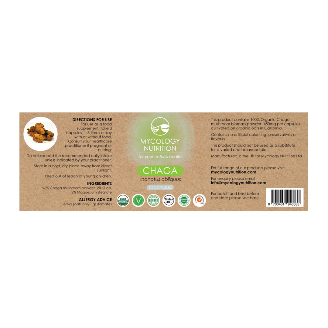 Chaga Orgánico 450mg 90 Cápsulas