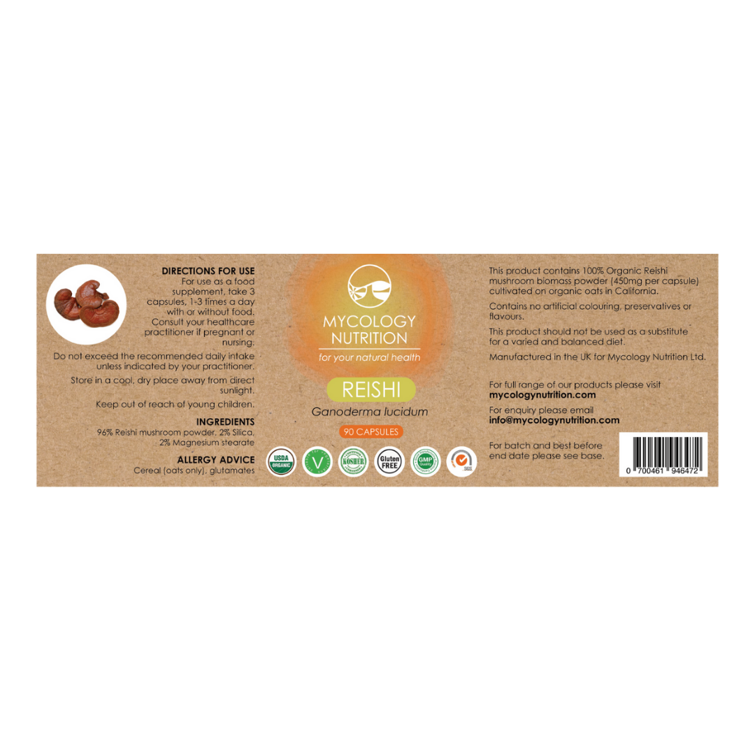 Organic Reishi Mushroom 450mg 90 Capsules